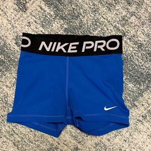 Nike Pro Royal Blue Shorts with Black Waistband